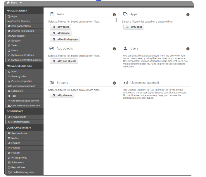 Qlik Sense QMC Genel Bakış