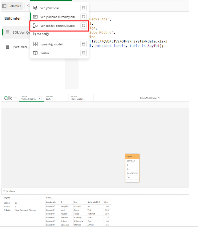 Qlik Sense Veri Bağlantıları Ekranı